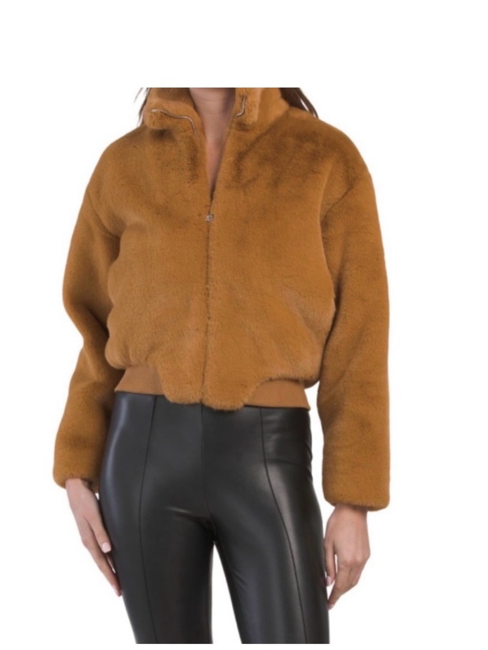 rag & bone Kacy Faux Fur Bomber in Camel - Picture 3 of 4